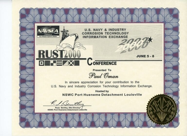 RUST2000 Navy Certificate 2